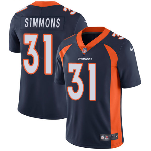 Nike Broncos #31 Justin Simmons Navy Blue Alternate Men's Stitched NFL Vapor Untouchable Limited Jersey - Click Image to Close